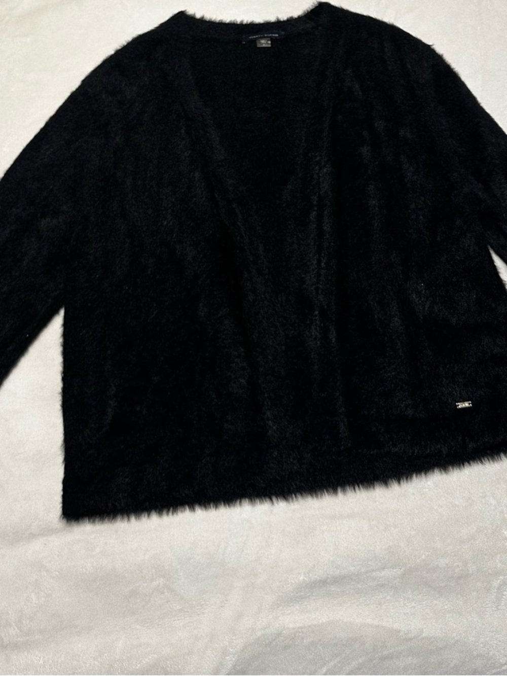 Tommy Hilfiger Black Fuzzy Open-Front Cardigan